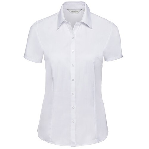 Ladies` Short Sleeve Tailored Herringbone Shirt