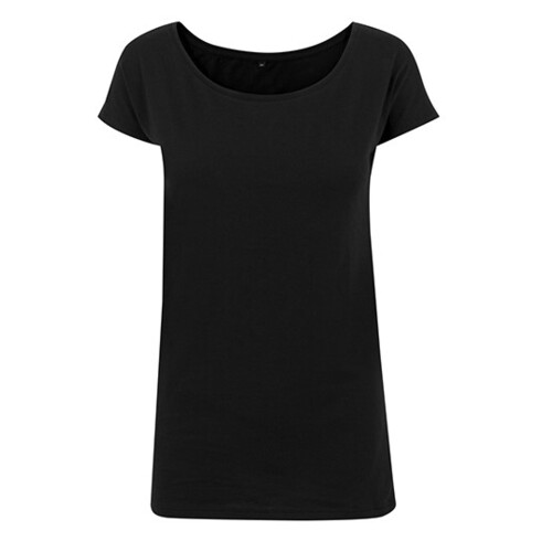 Build Your Brand Ladies´ Wideneck Tee (Black, XS)