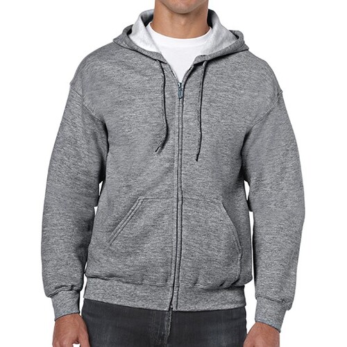 Gildan Heavy Blend™ Adult Full Zip Hooded Sweatshirt (Graphite Heather, XXL)