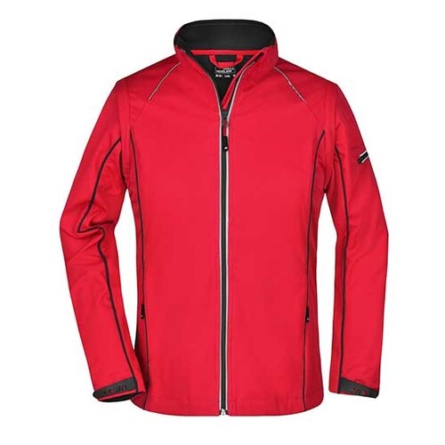 James&Nicholson Ladies´ Zip-Off Softshell Jacket (Red, Black, XL)