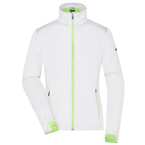James&Nicholson Ladies´ Sports Softshell Jacket (White, Bright Green, XXL)