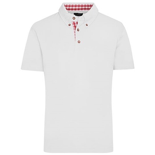 James&Nicholson Men´s Traditional Polo (White, Red, White, 3XL)