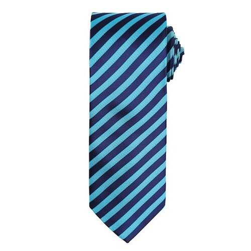 Premier Workwear Double Stripe Tie (Turquoise (ca. Pantone 7703C), Navy (ca. Pantone 2378C), One Size)