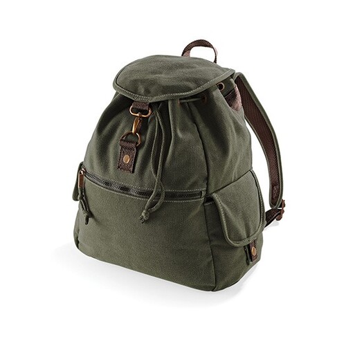 Quadra Vintage Canvas Backpack (Vintage Military Green, 30 x 36 x 16 cm)
