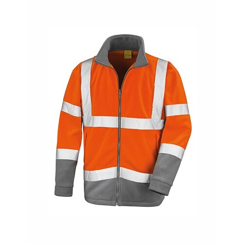 Result Safe-Guard Safety Microfleece Jacket (Fluorescent Orange, Workguard Grey, S)