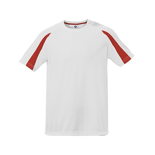 Starworld Unisex Contrast Sports T-Shirt (White, Fiesta Red, XXL)