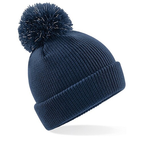 Beechfield Junior Reflective Bobble Beanie (French Navy, One Size)