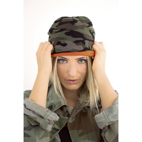 Atlantis Headwear Wild Beanie (Camouflage, Orange, One Size)