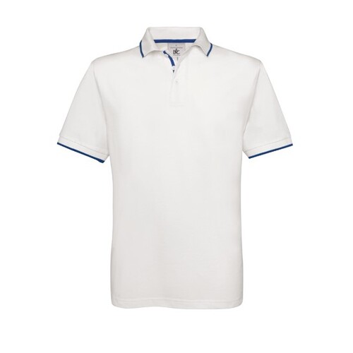B&C BE INSPIRED Polo Safran Sport (White, Royal Blue, XXL)