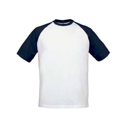 B&C BE INSPIRED T-Shirt Base-Ball (White, Navy, S)