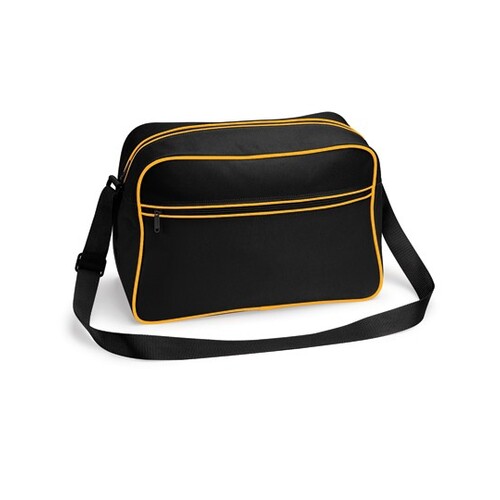 BagBase Retro Shoulder Bag (Black, Gold, 40 x 28 x 18 cm)