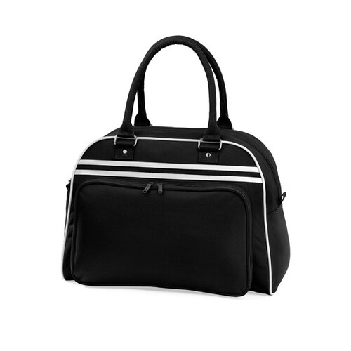 BagBase Retro Bowling Bag (Black, White, 44 x 31 x 25 cm)