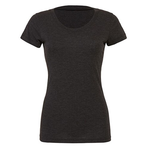 Bella Triblend Crew Neck T-Shirt Woman (Charcoal-Black Triblend (Heather), S)