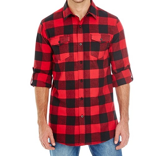 Burnside Woven Plaid Flannel Shirt (Red - Black (Checked), 3XL)