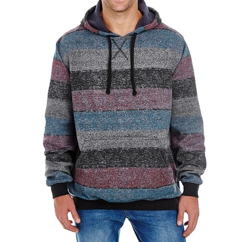 Burnside Printed Striped Marl Pullover (Red - Black (Striped), 3XL)