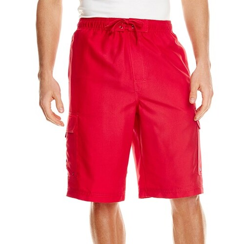 Burnside Striped Swim Trunks (Red, Red, S)