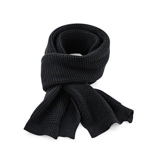 Beechfield Classic Waffle Knit Scarf (Black, 175 x 28 cm)