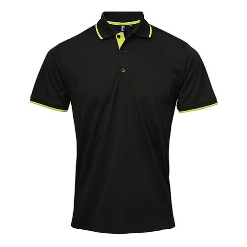 Premier Workwear Men´s Contrast Coolchecker® Polo (Black (ca. Pantone Black C), Lime (ca. Pantone 382C), 4XL)