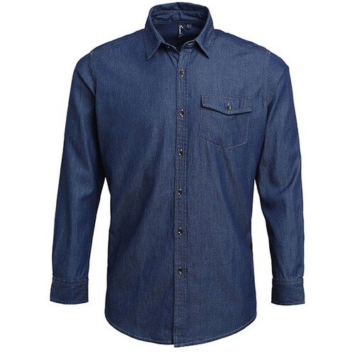 Camicia in denim con cuciture jeans da uomo