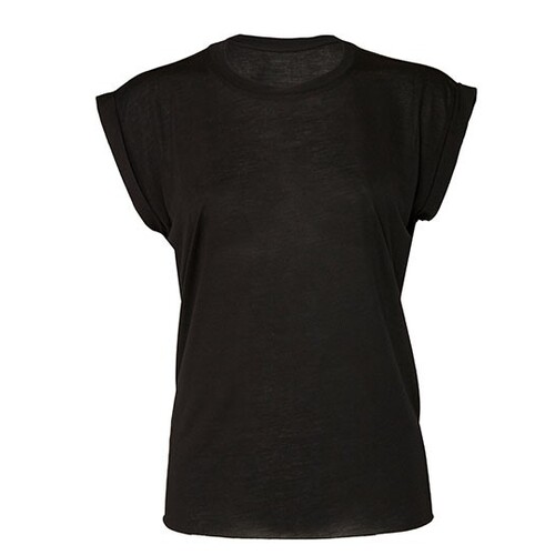 Bella Women´s Flowy Muscle Tee With Rolled Cuff (Black, S)