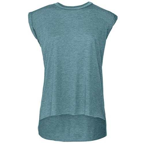 T-shirt Flowy Muscle pour femme avec manchette roulée