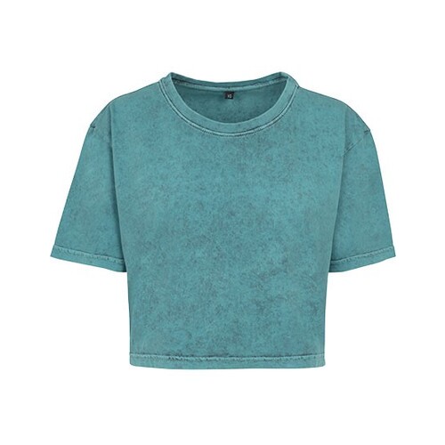 Build Your Brand Ladies´ Acid Washed Cropped Tee (Teal Black, XL)