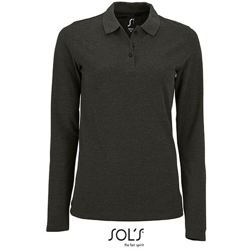 SOL´S Women´s Long-Sleeve Piqué Polo Shirt Perfect (Charcoal Melange, S)