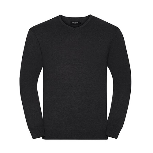 Russell Collection Men´s V-Neck Knitted Pullover (Charcoal Marl, XXS)