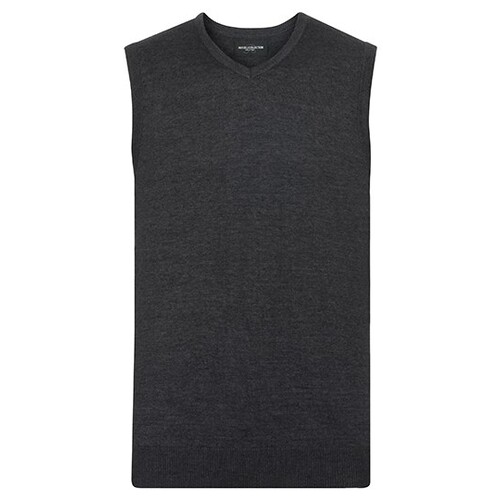 Russell Collection V-Neck Sleeveless Knitted Pullover (Charcoal Marl, XXS)