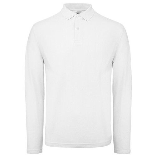 B&C BE INSPIRED Men´s Long Sleeve Polo ID.001 (White, S)