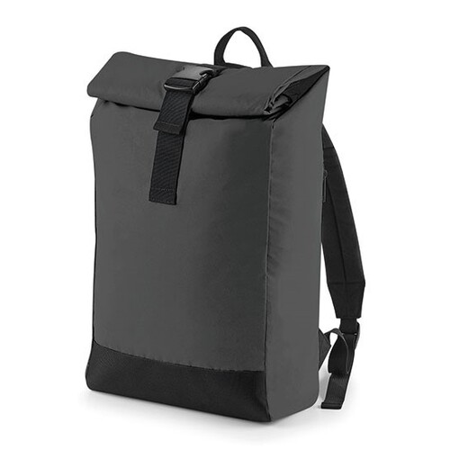 Reflective roll-top backpack