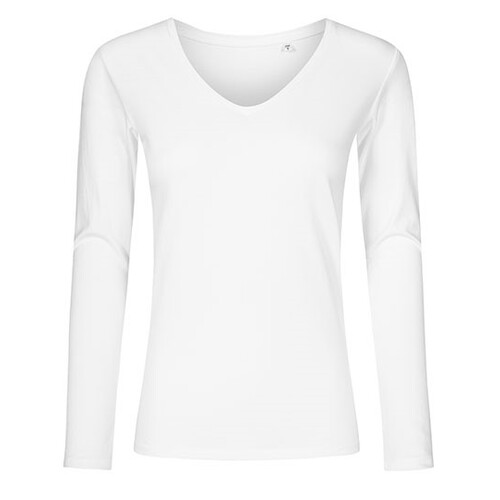 Camiseta de manga larga con cuello en V para mujer