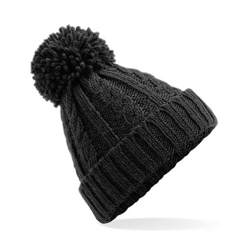 Beechfield Cable Knit Melange Beanie (Black, One Size)
