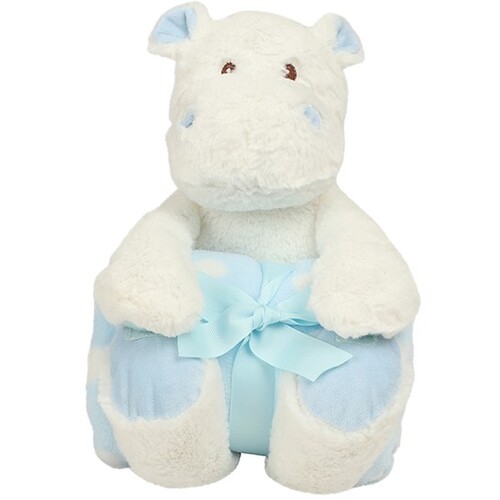 Mumbles Hippo With Blanket (White, Blue, One Size)