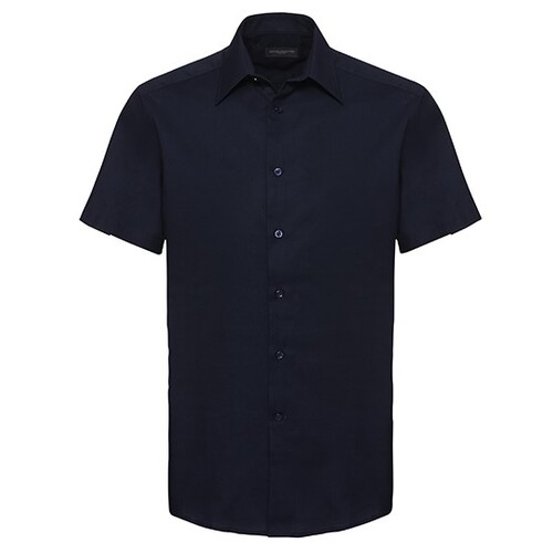 Russell Collection Men´s Short Sleeve Tailored Oxford Shirt (Bright Navy, S (37/38))