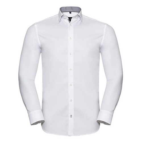 Men`s Long Sleeve Tailored Contrast Herringbone Shirt