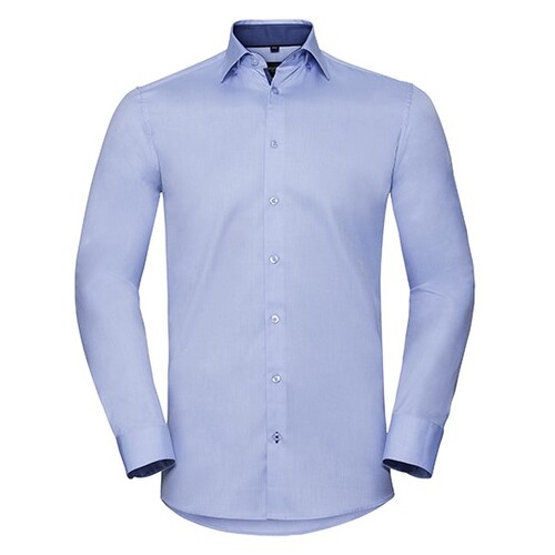 Men`s Long Sleeve Tailored Contrast Herringbone Shirt