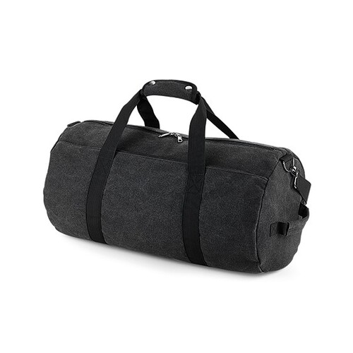 BagBase Vintage Canvas Barrel Bag (Vintage Black, 49 x 28 x 28 cm)