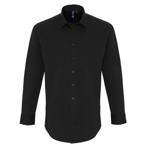 Mens Stretch Fit Poplin Long Sleeve Cotton Shirt