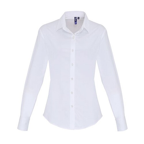 Ladies Stretch Fit Poplin Long Sleeve Cotton Shirt