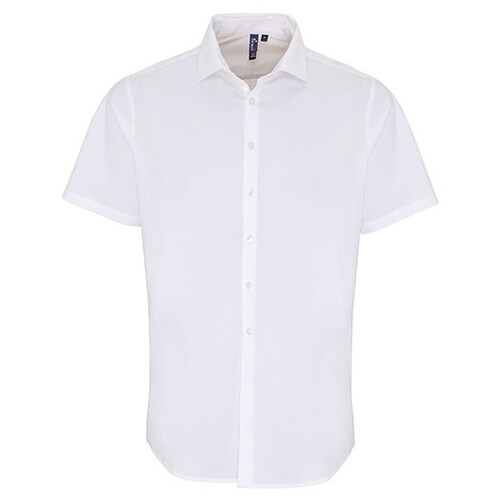 Premier Workwear Men´s Stretch Fit Poplin Short Sleeve Cotton Shirt (White, 4XL)