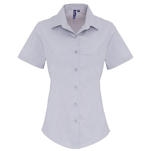 Premier Workwear Women´s Stretch Fit Poplin Short Sleeve Cotton Shirt (Silver (ca. Pantone 428C), 3XL)