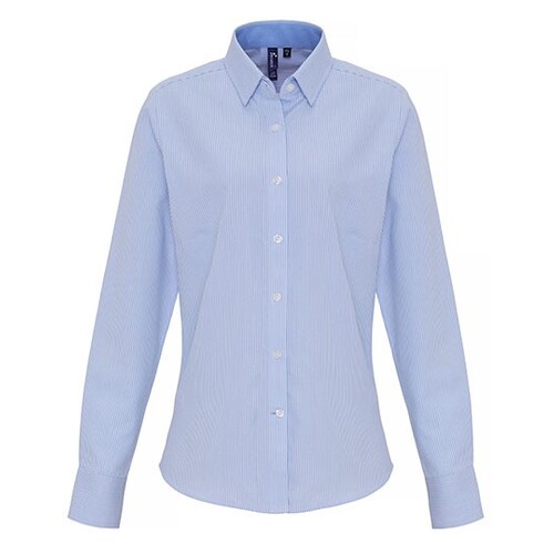 Camisa de rayas Oxford de algodón para mujer