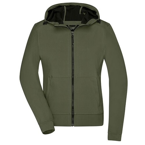 James&Nicholson Ladies´ Hooded Softshell Jacket (Olive, Camouflage, XXL)