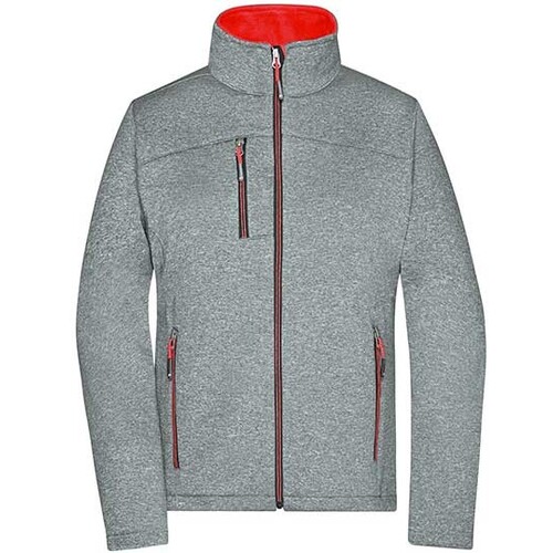 James&Nicholson Ladies´ Softshell Jacket (Dark Melange, Red, XS)