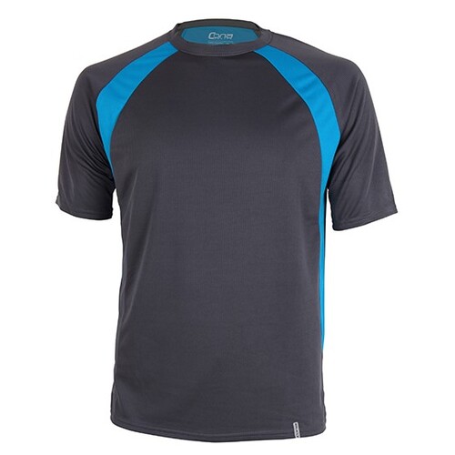 CONA SPORTS Pace Tech Tee (Anthracite, Azure Blue, XS)