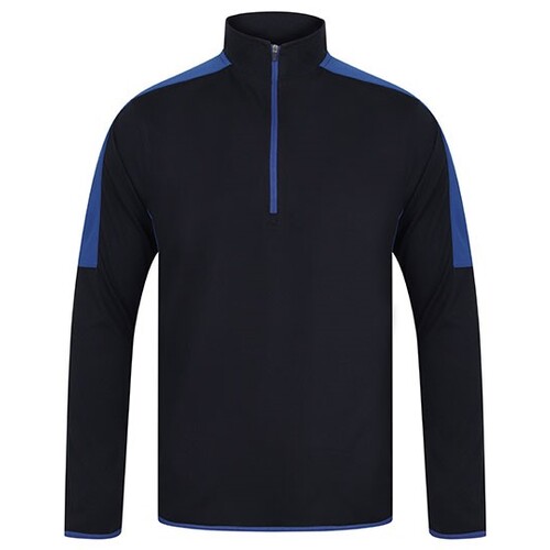 Finden+Hales Adults 1/4 Zip Midlayer With Contrast Panelling (Navy, Royal, XS)