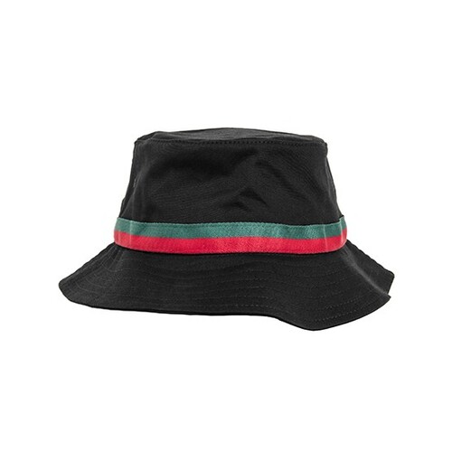 FLEXFIT Stripe Bucket Hat (Black, Fire Red, Green, One Size)