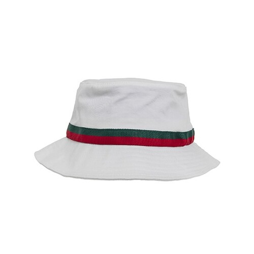 FLEXFIT Stripe Bucket Hat (White, Fire Red, Green, One Size)