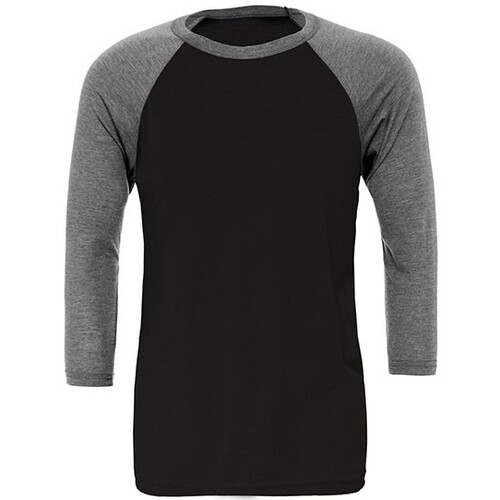 Canvas Unisex 3/4 Sleeve Baseball T-Shirt (Black, Deep Heather, XS)
